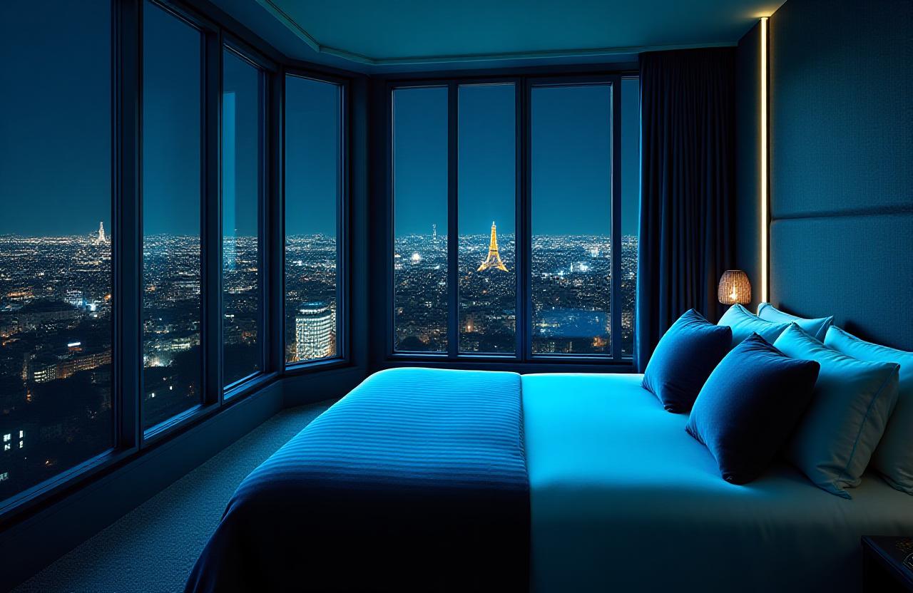 Vue luxueuse d'une suite de l'hôtel Chroma Nuit